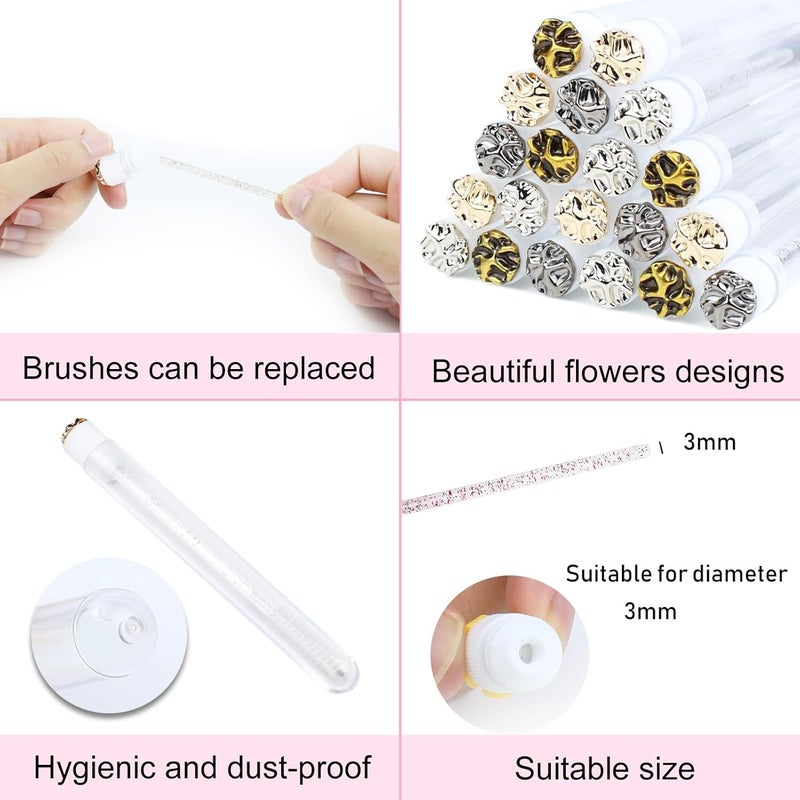 SenRocc 20pcs Mascara Wands Tube Reusable Lash Brush Metal Tube Eyelash Brush Tubes Spoolies Lash Extension Brushes Applicators Makeup Tools (Metal-MlX) - Image 2
